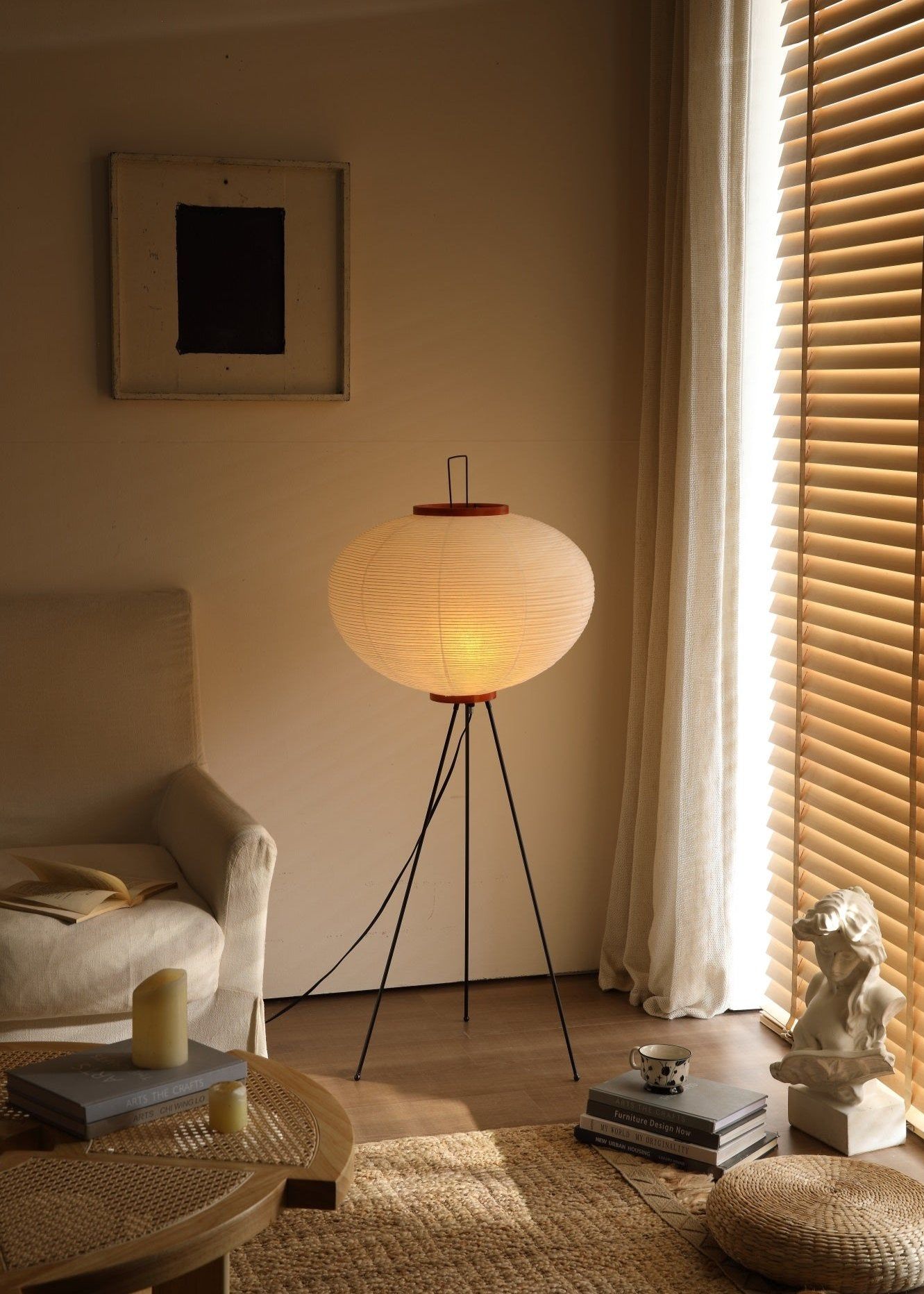 Elegant Rice Paper Floor Lamp for Ambient Lighting and Home Decor
