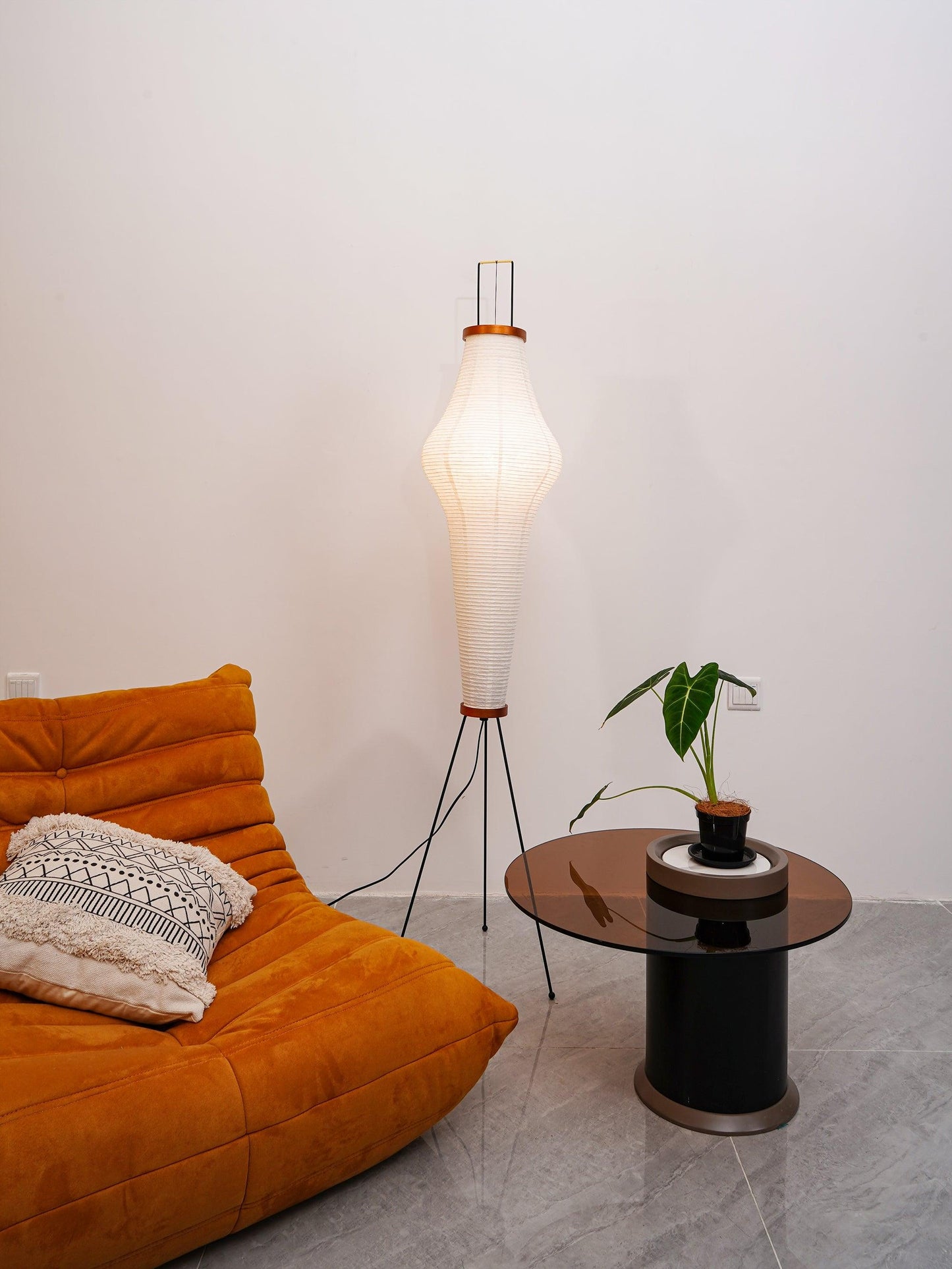 Elegant Rice Paper Floor Lamp for Ambient Lighting and Home Decor