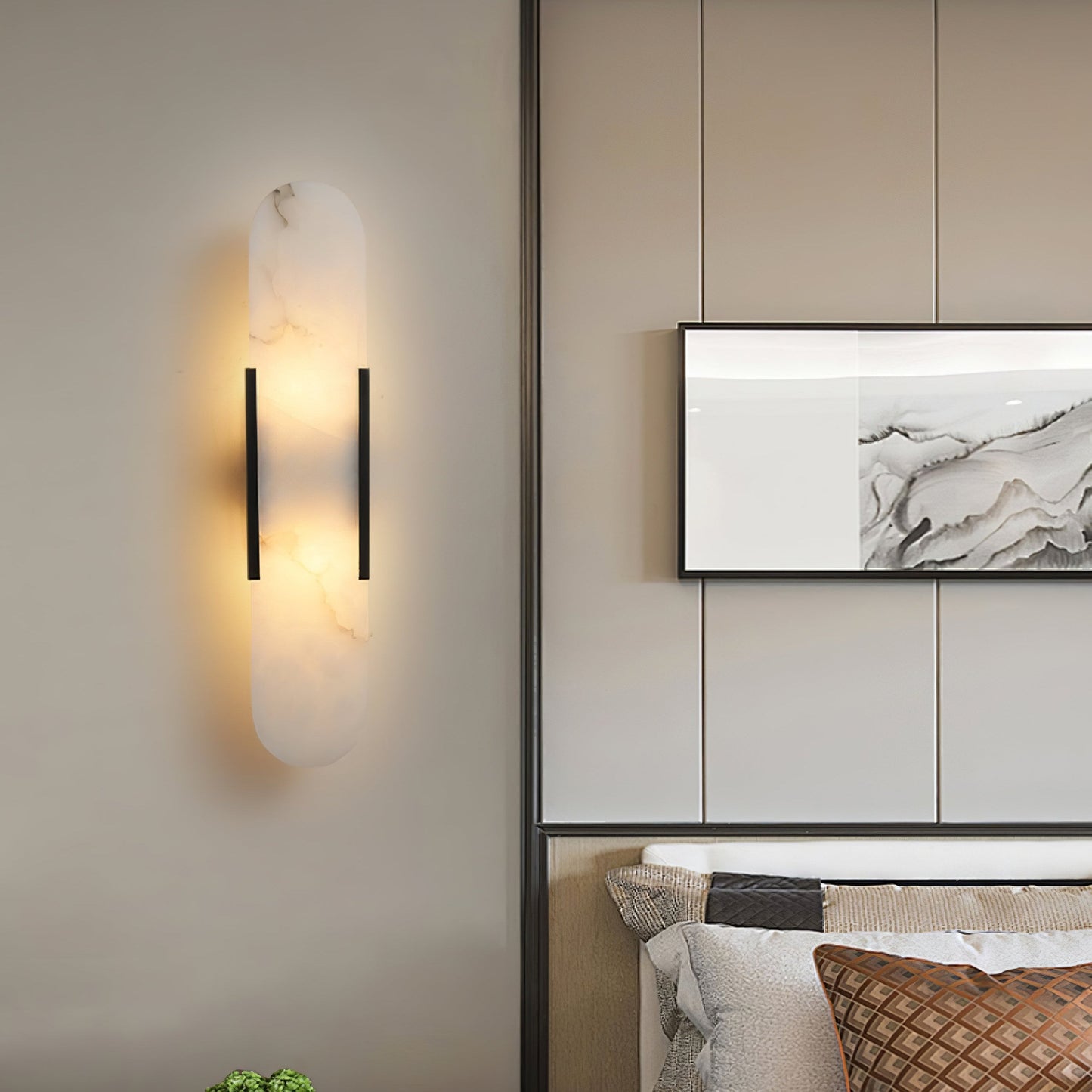 Elegant Elongated Alabaster Wall Light Fixture for Modern Home Decor
