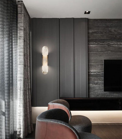 Elegant Elongated Alabaster Wall Light Fixture for Modern Home Decor