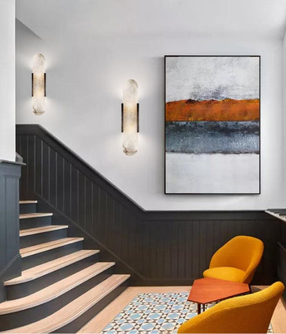 Elegant Elongated Alabaster Wall Light Fixture for Modern Home Decor