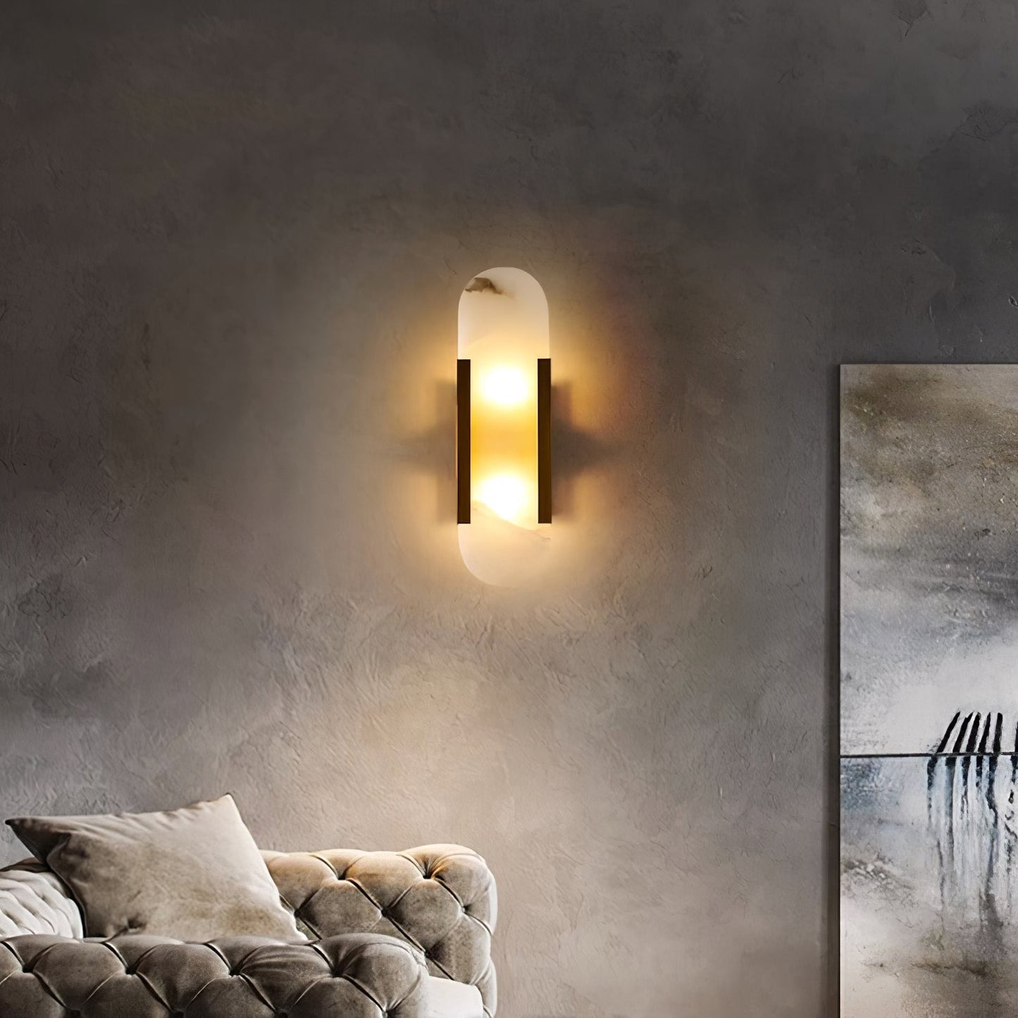 Elegant Elongated Alabaster Wall Light Fixture for Modern Home Decor