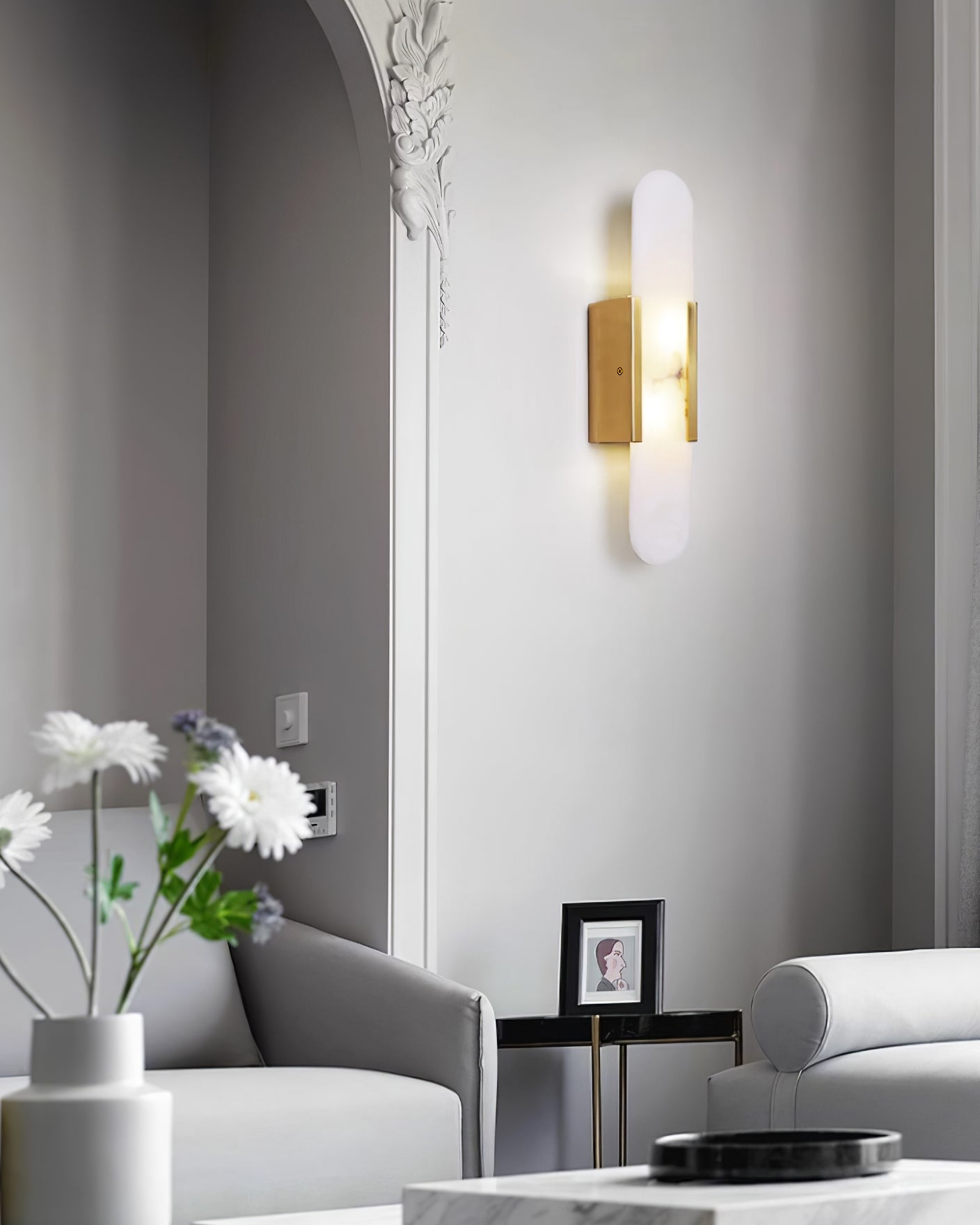 Elegant Elongated Alabaster Wall Light Fixture for Modern Home Decor