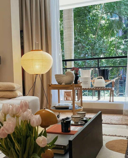 Elegant Rice Paper Floor Lamp for Ambient Lighting and Home Decor