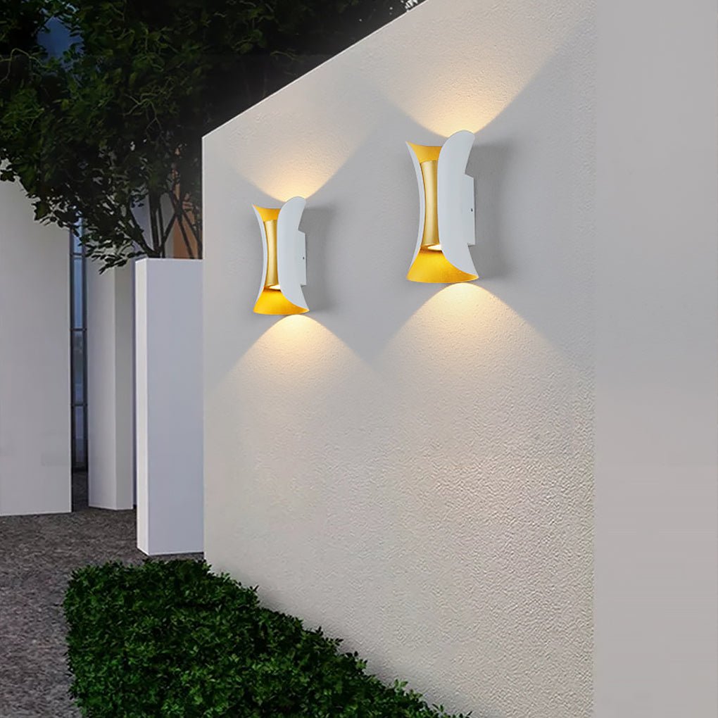 Waterproof Modern Curved LED Up and Down Outdoor Wall Lights for Stylish Illumination