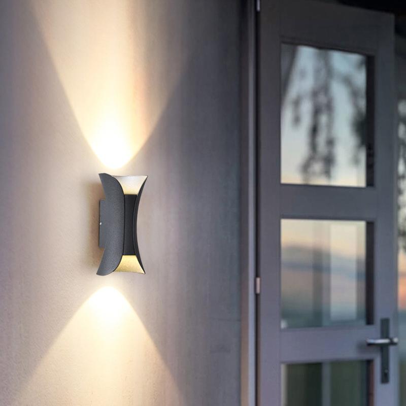 Waterproof Modern Curved LED Up and Down Outdoor Wall Lights for Stylish Illumination