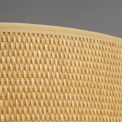 Wide LED Flush Mount Ceiling Light with Grass Cloth Shade