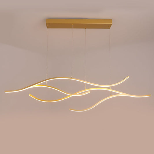 Modern Wave Linear LED Chandelier for Kitchen Island - Stylish Hanging Ceiling Light Fixture